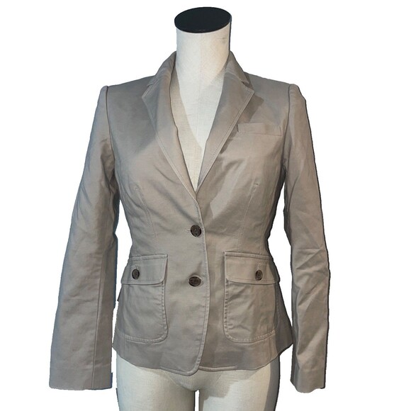 Banana Republic Women's Tie Khaki Utility Blazer Jacket size 4 Stretch Cotton - Picture 1 of 7